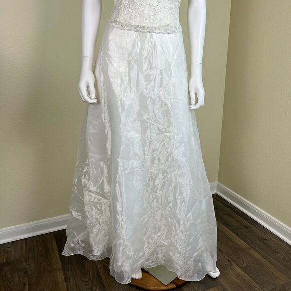 Vintage Jessica Mcclintock Bridal Women's Size 6 Ivory Floral Halter Maxi Dress - Picture 6 of 15